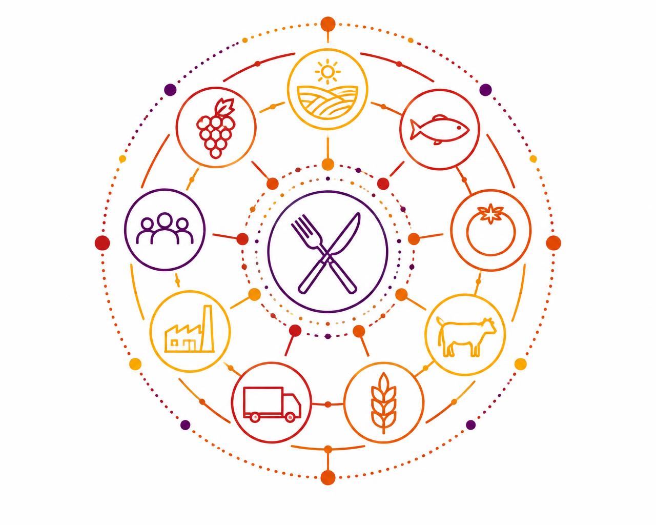 Ilustração da Mandala GALUNION com anéis de tendências do foodservice